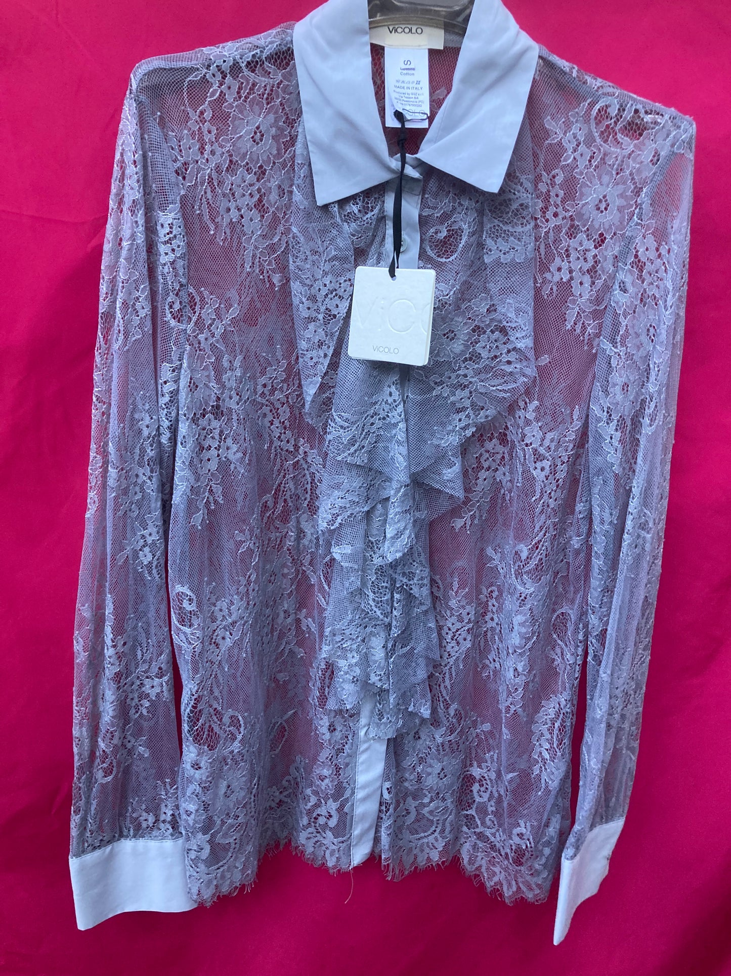 VICOLO CAMICIA DONNA PIZZO GRIGIA - Mod. TB1341