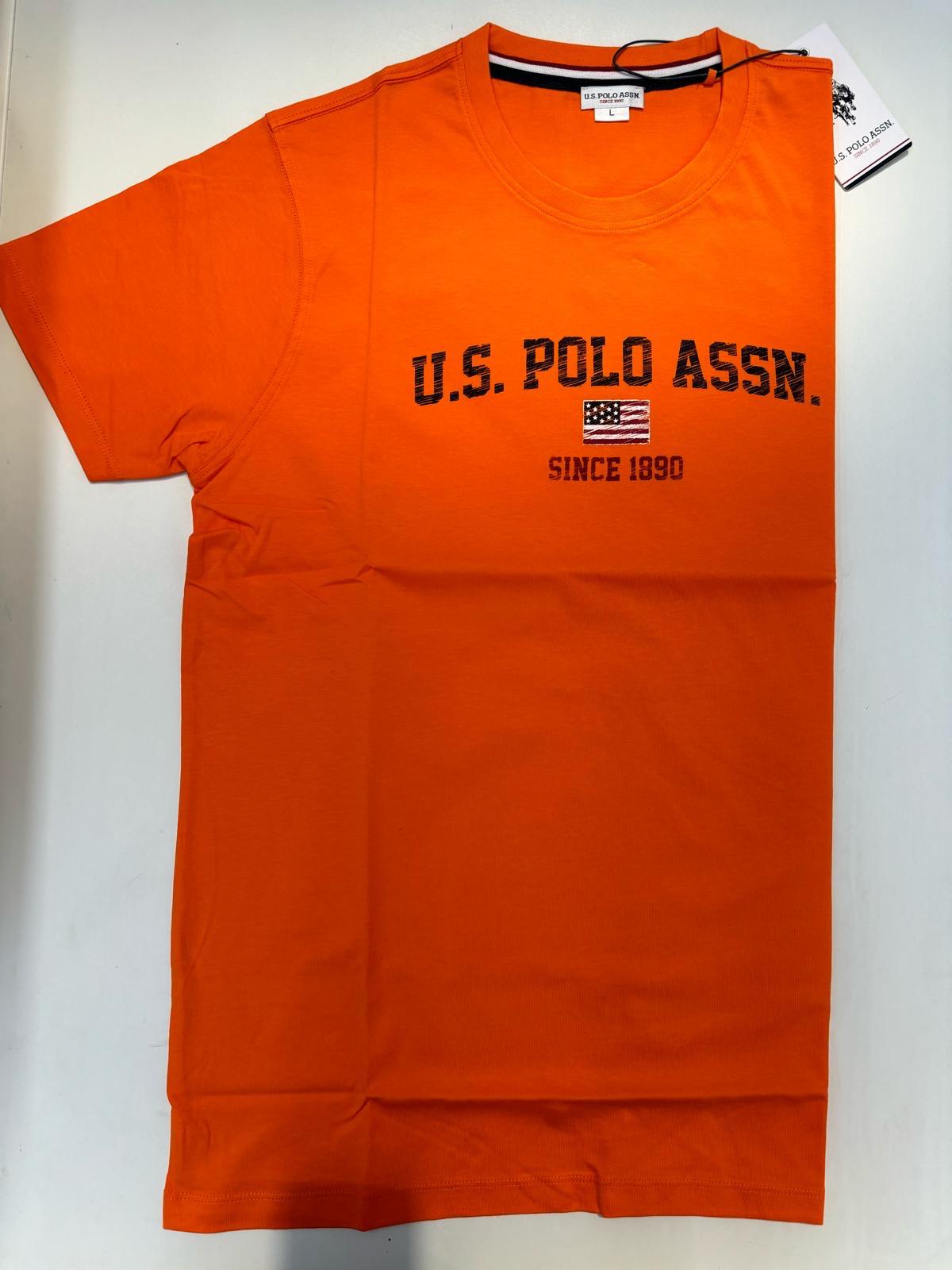 U.S. POLO ASSN. T-SHIRT UOMO ARANCIONE - Mod: 66893